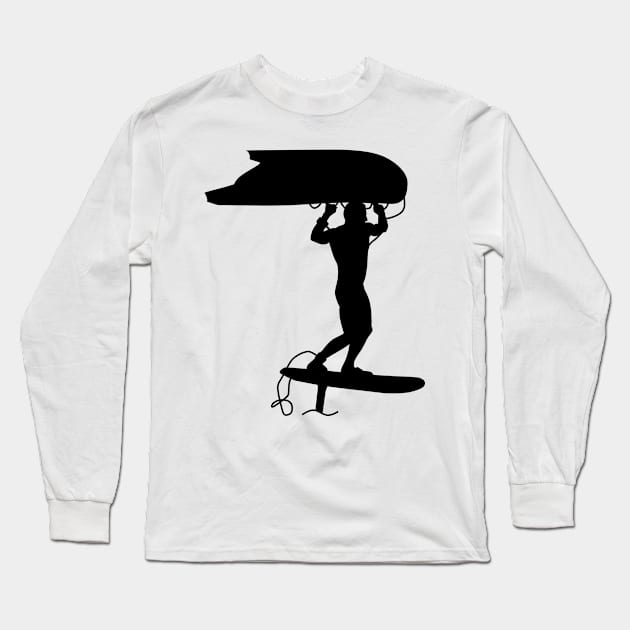 Surfer wing surfing with a foil wing Long Sleeve T-Shirt by der-berliner